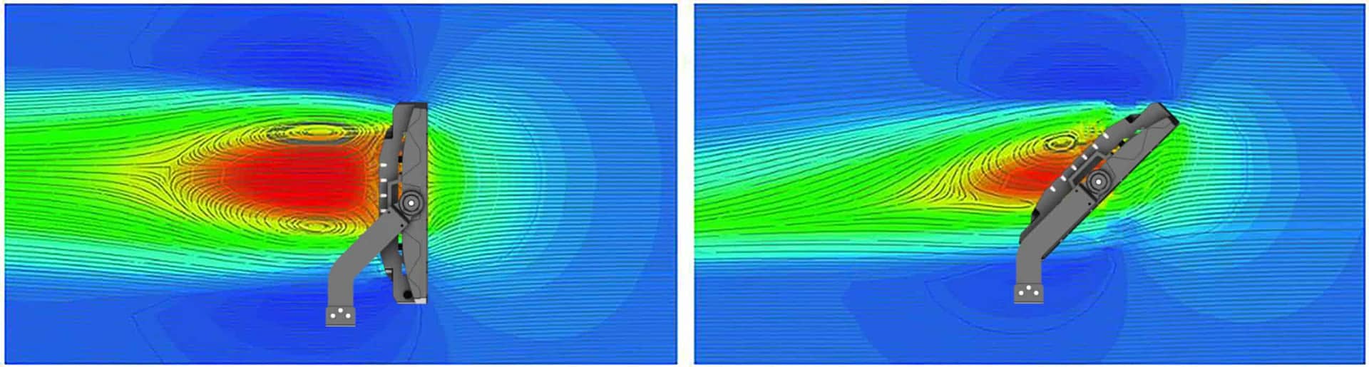 Flow simulation of ZGSM flood light with different projection angles